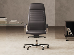 NEO CHAIR - Height-adjustable leather executive chair with castors - Chair by Las Mobili