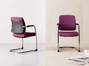 OSCAR - Cantilever fabric training chair with armrests - Chair by Las Mobili
