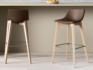 SUPEROTTO - High leather stool with footrest - Stool by Las Mobili