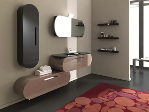 FLUX_US 1 - Single wall-mounted vanity unit with drawers - Washbasin cabinet by LASA IDEA