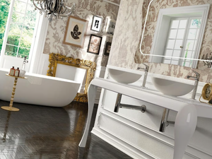 GAUDI AIR 01 - Double console sink - Washbasin cabinet by LASA IDEA