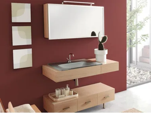 MARIPOSA 16 - Low oak bathroom cabinet with drawers - Washbasin cabinet by LASA IDEA