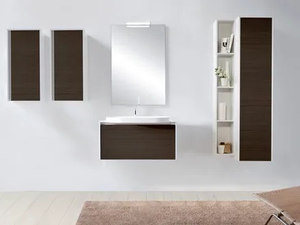 METROPOLIS 14 - Single sectional vanity unit with mirror - Washbasin cabinet by LASA IDEA