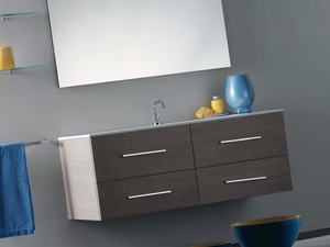 THAIS 12 - Single wall-mounted vanity unit with drawers - Washbasin cabinet by LASA IDEA