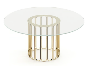 CHERYL - Round Glass and Stainless Steel dining table - Table by Laskasas
