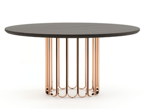 CHERYL - Round stainless steel and wood dining table - Table by Laskasas