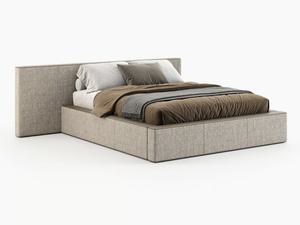 DANGAR - Fabric double bed with upholstered headboard - Bed frame by Laskasas