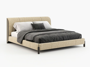 GRAY - Fabric double bed with upholstered headboard - Bed frame by Laskasas