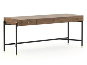 ROSIE - Rectangular stainless steel and wood writing desk with drawers - Desk by Laskasas