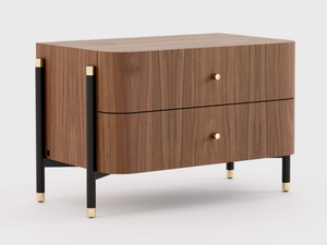 ROSIE - Rectangular walnut bedside table with drawers - Side table by Laskasas