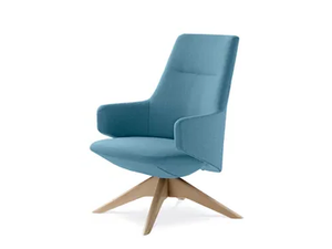 MELODY LOUNGE ML-L FW - Trestle-based swivel fabric armchair with armrests - Armchair by LD Seating