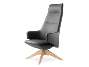 MELODY LOUNGE ML-XL-RA FW - Swivel trestle-based leather armchair high-back - Armchair by LD Seating
