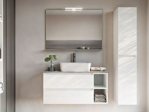 CUBIK 06 - Wall-mounted wooden vanity unit with drawers - Washbasin cabinet by LEGNOBAGNO