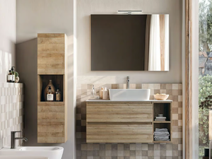 CUBIK 07 - Wall-mounted wooden vanity unit with cabinets - Washbasin cabinet by LEGNOBAGNO