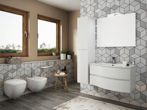 FLEX 04 - Suspended bathroom cabinet with drawers with mirror - Washbasin cabinet by LEGNOBAGNO