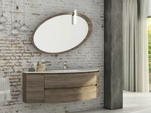 FREEDOM FC03 - Single wall-mounted HPL vanity unit with mirror - Washbasin cabinet by LEGNOBAGNO