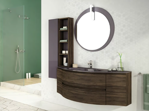 FREEDOM FC04 - Single wall-mounted HPL vanity unit with mirror - Washbasin cabinet by LEGNOBAGNO
