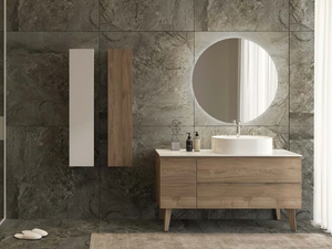 FREEDOM FL01 - Wooden vanity unit with mirror - Washbasin cabinet by LEGNOBAGNO