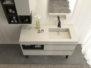 FREEDOM FL04 - Floor-standing wooden vanity unit with mirror - Washbasin cabinet by LEGNOBAGNO