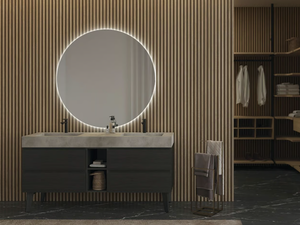 FREEDOM FL05 - Double wooden vanity unit with mirror - Washbasin cabinet by LEGNOBAGNO