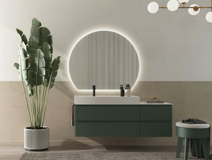 FREEDOM FL12 - Wall-mounted wooden vanity unit with mirror - Washbasin cabinet by LEGNOBAGNO