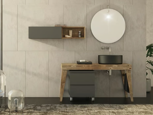 FREEDOM FL21 - Floor-standing single fir vanity unit with towel rail - Washbasin cabinet by LEGNOBAGNO