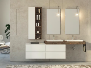 FREEDOM FL24 - Single wall-mounted fir vanity unit with drawers - Washbasin cabinet by LEGNOBAGNO