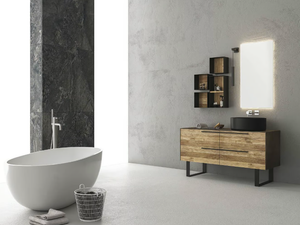LIFE 01 - Floor-standing single vanity unit with drawers - Washbasin cabinet by LEGNOBAGNO