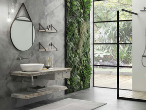 LIFE 03 - Single wall-mounted vanity unit with mirror - Washbasin cabinet by LEGNOBAGNO
