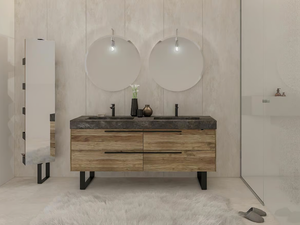 LIFE 04 - Floor-standing double vanity unit with drawers - Washbasin cabinet by LEGNOBAGNO