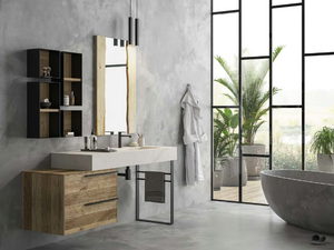 LIFE 10 - Floor-standing single vanity unit with drawers - Washbasin cabinet by LEGNOBAGNO