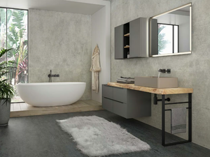LIFE 13 - Floor-standing single vanity unit with cabinets - Washbasin cabinet by LEGNOBAGNO