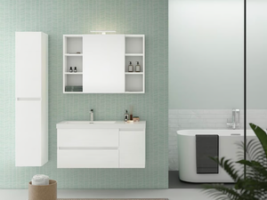 LINE 03 - Wall-mounted vanity unit with doors with drawers - Washbasin cabinet by LEGNOBAGNO