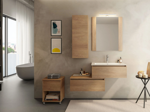 URBAN COMPONIBILE 01 - Wall-mounted sectional wooden vanity unit - Washbasin cabinet by LEGNOBAGNO