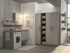 URBAN LAUNDRY 05 - Wall-mounted laundry room cabinet with sink - Washbasin by LEGNOBAGNO