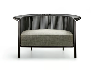 ALTON - Tanned leather and fabric armchair with armrests - Armchair by Lema