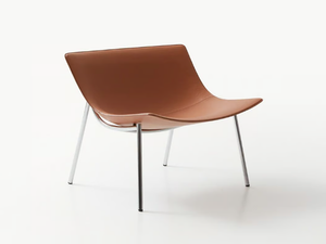 OMEGA - Leather armchair with metal structure - Armchair by Lema
