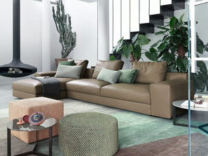 VENISE - Sectional leather sofa with chaise longue - Sofa by Lema