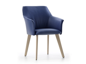 LX671 - Upholstered leather chair with armrests - Chair by LEOLUX LX