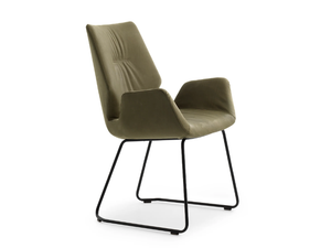 LXR02 - Sled base leather chair with armrests - Chair by LEOLUX LX
