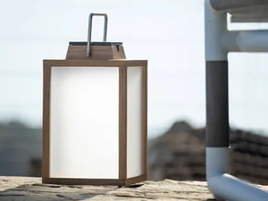 TECK232 - Solar powered teak lantern - Styling by Les Jardins®