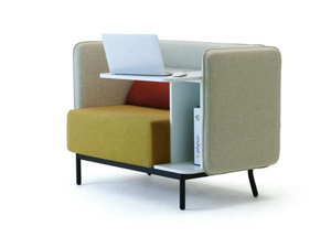 AROUND - Fabric armchair with integrated magazine rack - Armchair by Leyform