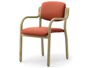 KALOS 3 - Stackable laminated wood and fabric chair with armrests - Chair by Leyform