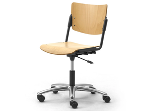 LAMIA - Wooden office chair with castors with 5-Spoke base - Office Chair by Leyform