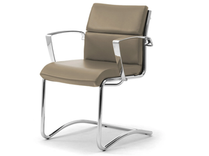 ORIGAMI CU - Cantilever leather chair with armrests - Chair by Leyform