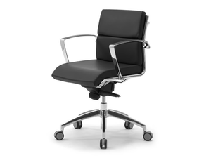 ORIGAMI CU - Leather office chair with armrests with 5-Spoke base - Office Chair by Leyform