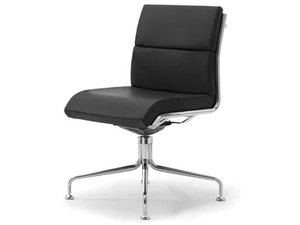 ORIGAMI CU - Swivel trestle-based leather chair - Chair by Leyform