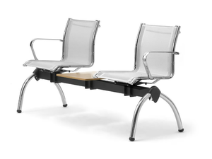 ORIGAMI RE - Freestanding steel beam seating with armrests - Bench by Leyform