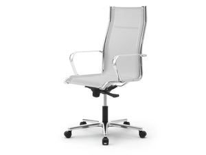ORIGAMI RE - Leather office chair with 5-Spoke base with armrests - Office Chair by Leyform