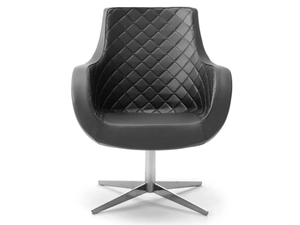 VICTORIA - With 4-spoke base leather easy chair with armrests - Armchair by Leyform